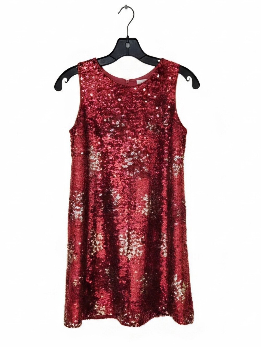 Cat & Jack Girls Red Gold Flip Sequin Holiday Dress Size L (10/12)